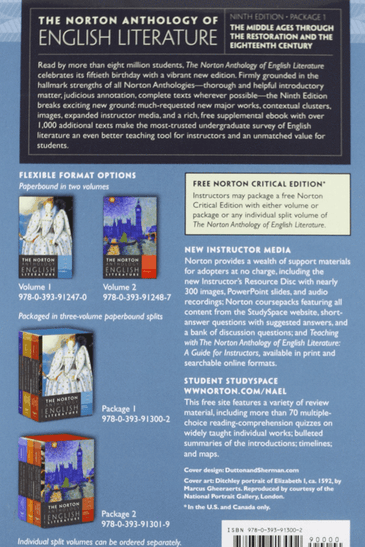 The Norton Anthology Of English Literature Ninth Edition Vol Package 1 A B C